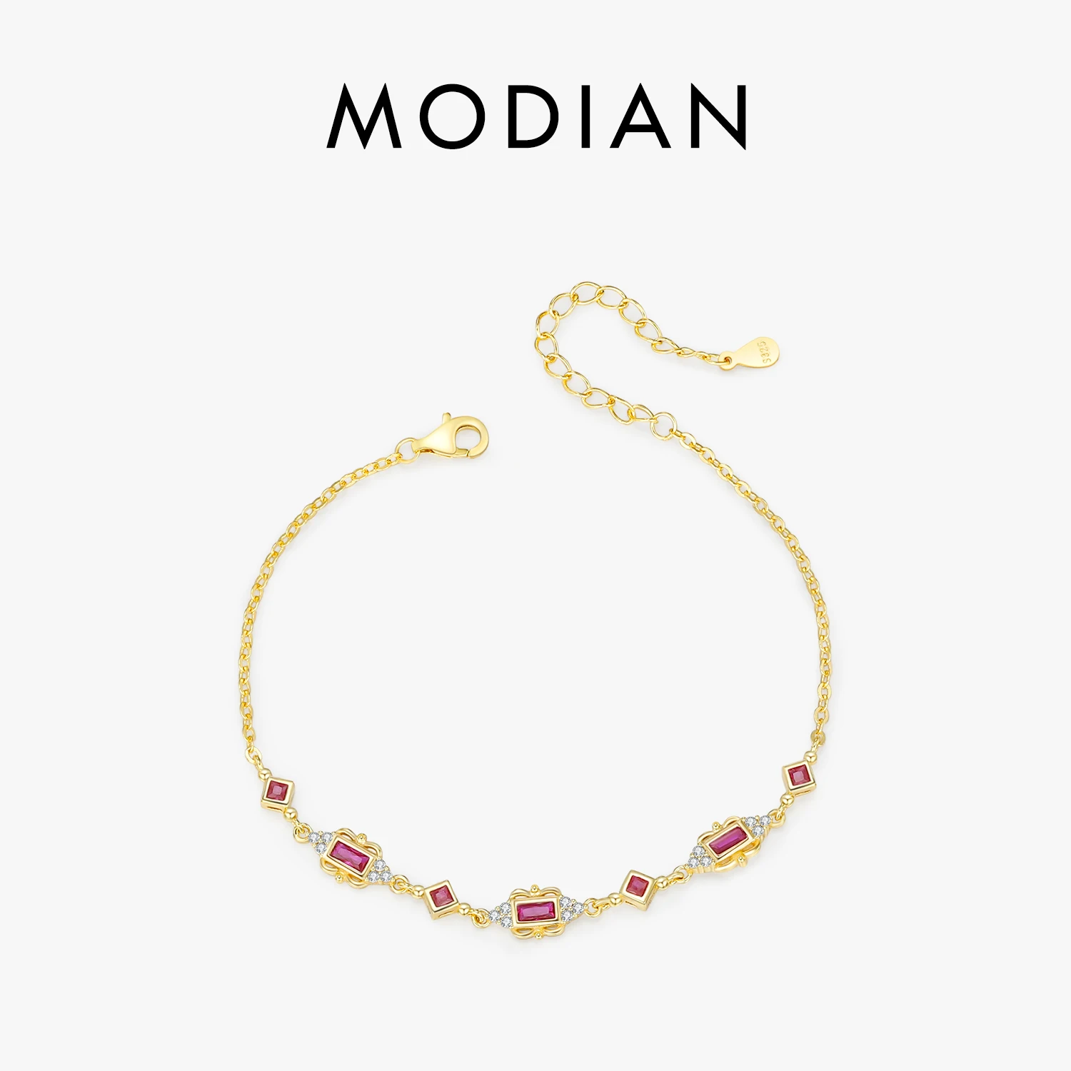 MODIAN 925 Sterling Silver Exquisite Retro Crown CZ Bracelets Gold Color Adjustable Link Chain Bracelets For Women Jewelry 1