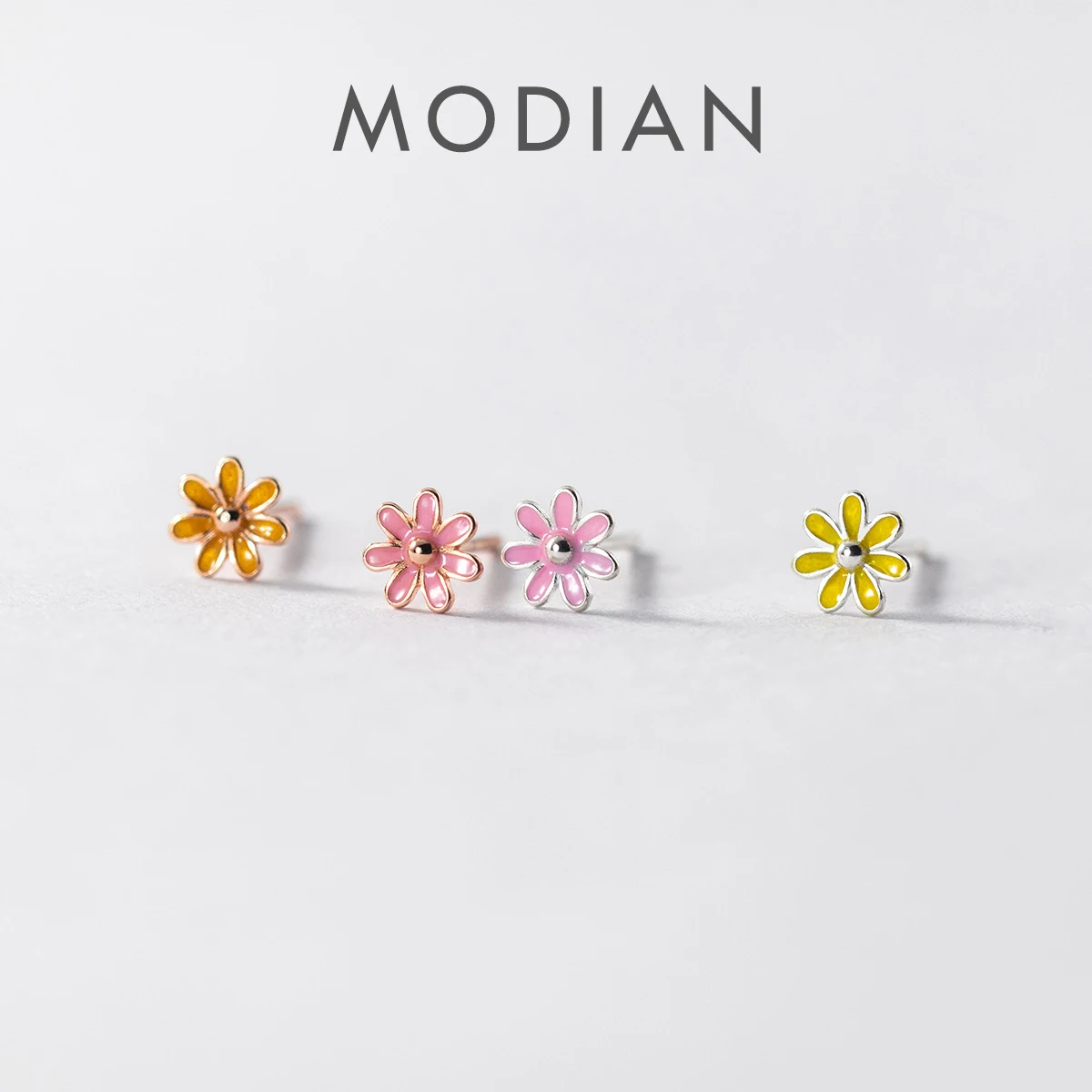 Modian 925 Sterling Silver Simple Tiny Multicolor Flowers Stud Earrings For Women Girls Cute Fashion Fine Jewelry Party Gift 1