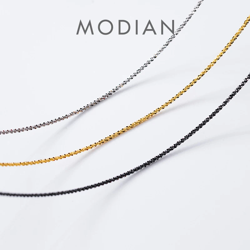MODIAN Classic Adjustable Starlight Chain Chokers Necklace for Women Genuine 925 Sterling Silver Snake Bone Chain Fine Jewelry 1