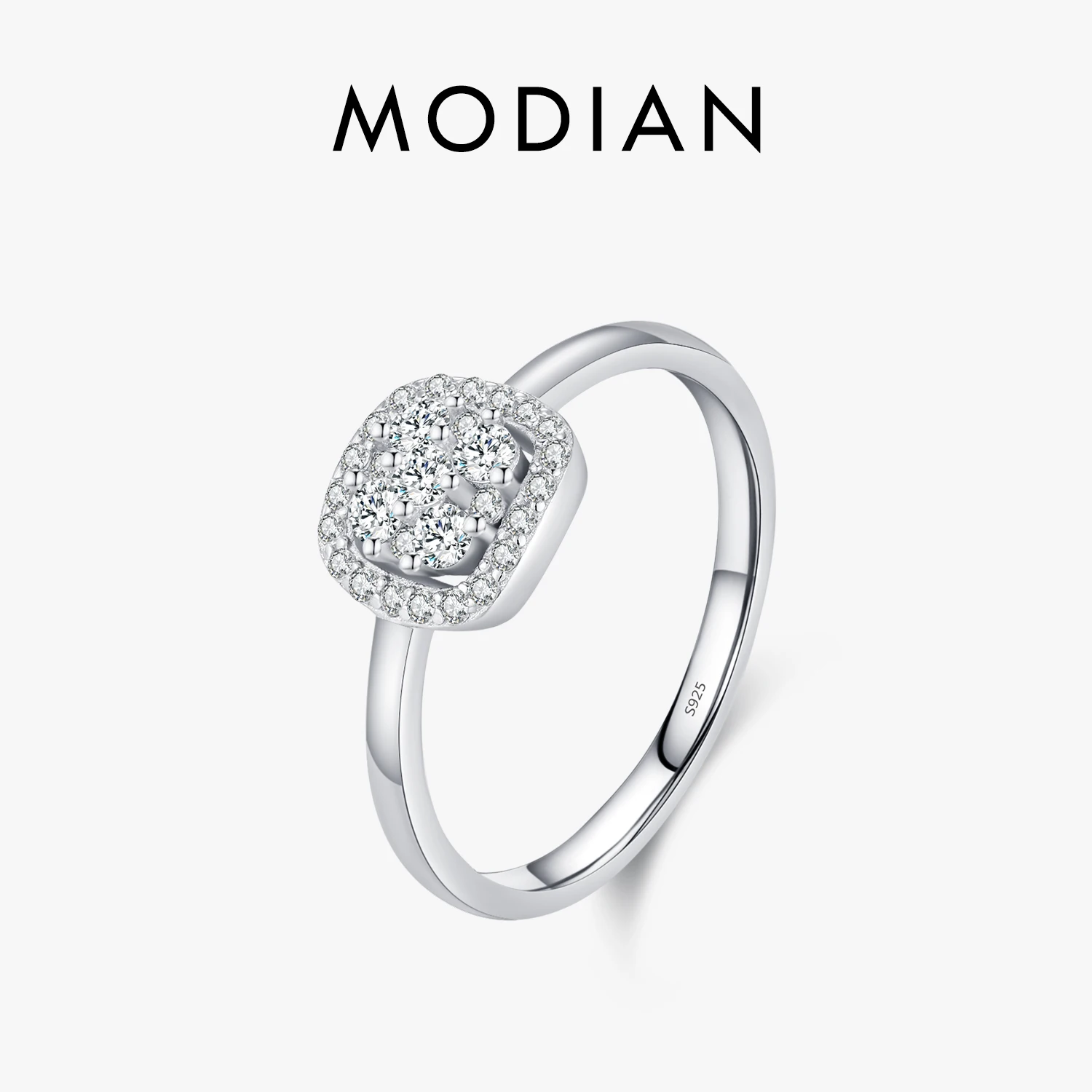 MODIAN Sparkling VVS1 D Color Pave Setting Moissanite Ring 925 Sterling Silver Wedding Band Ring for Women Fine Jewelry 1