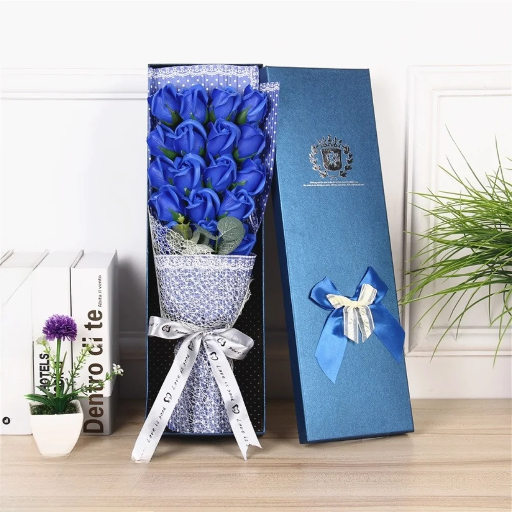 18PCS Multi-Use Soap Flower Bouquet with Gift Box Luxury Soap Florals Simulation Rose Bouquet Wife Girlfriend Gift 5