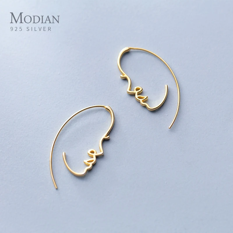 Modian Exquisite Stylish Geometric Face Design Drop Earrings 925 Sterling Silver Unique Dangle Earring For Women Fine Jewelry 1