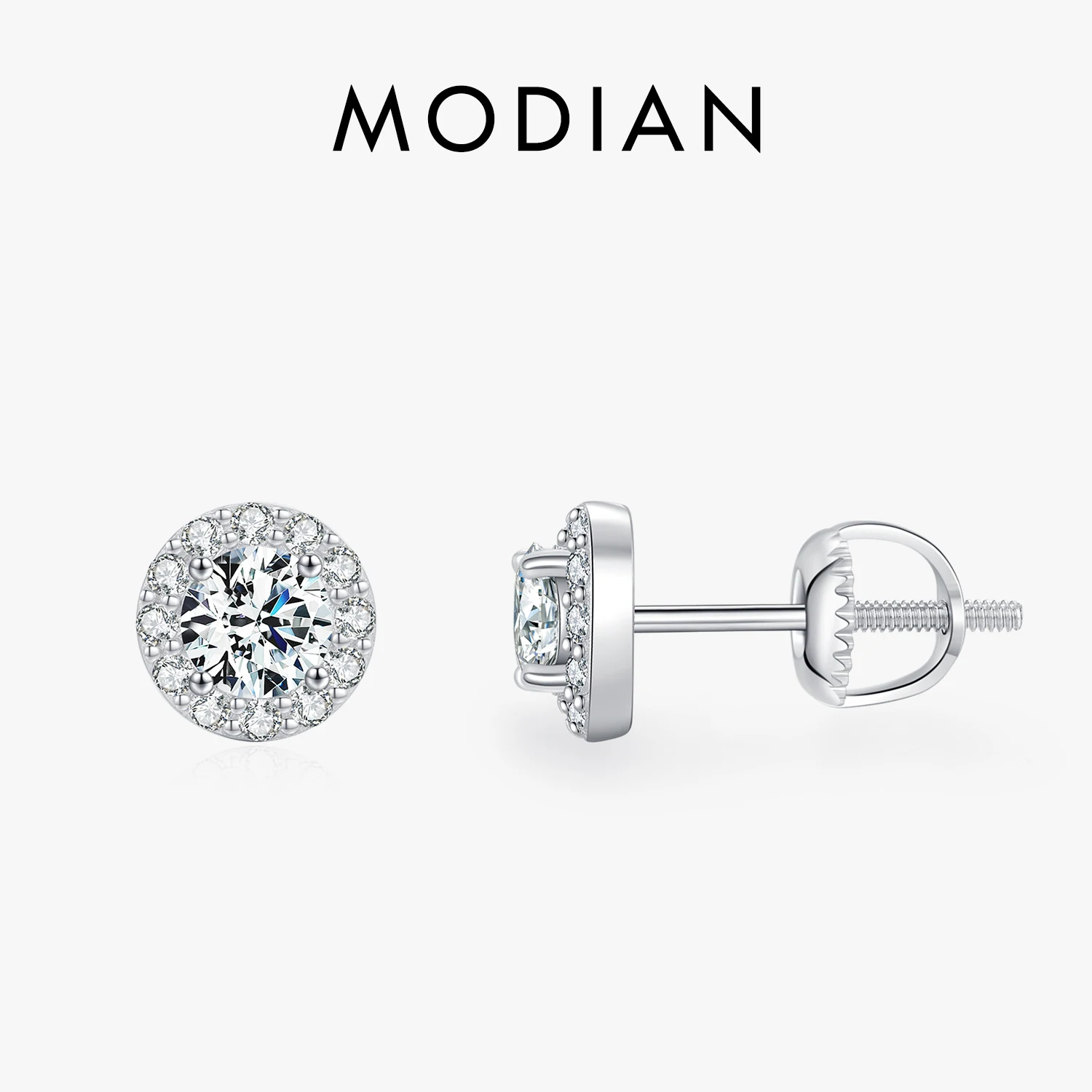 MODIAN 1.00CT Moissanite Earrings For Women 925 Sterling Silver Classic Round Prong Setting D Color Lab Diamonds Wedding Jewelry 1