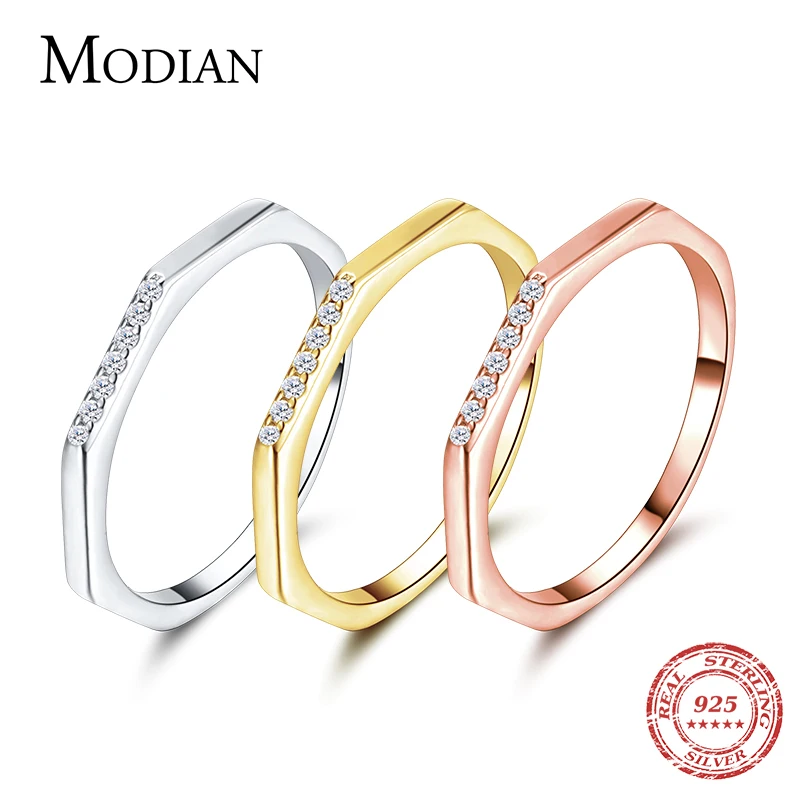 Modian 3 Color New Design 925 Sterling Silver Stylish Stackable Finger Ring Unique Rings For Women Fashion Original Jewelry Gift 1