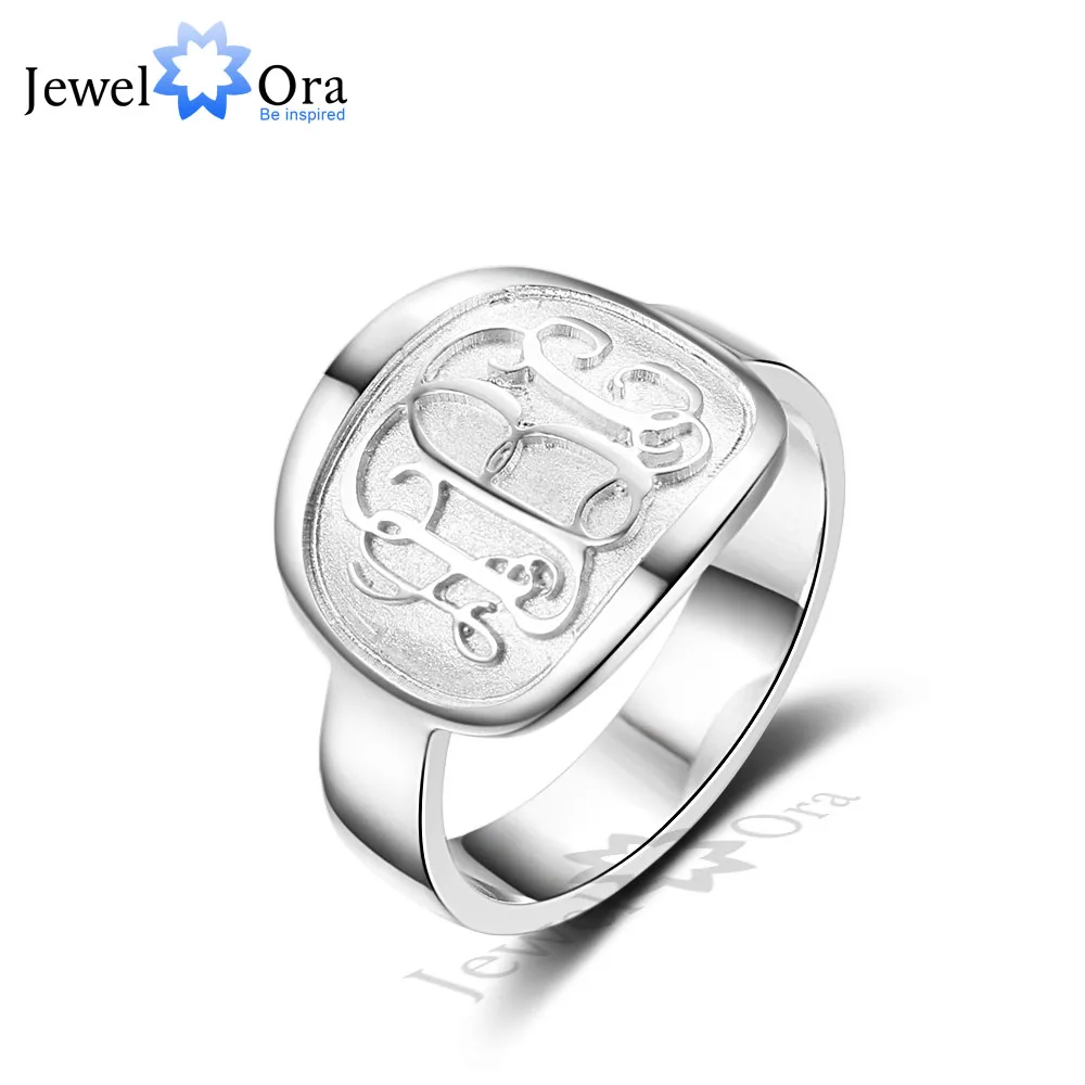 3 Color Personalized Engrave Jewelry 925 Sterling Silver Monogram Name Ring Best Christmas Gift For Friends (JewelOra RI102309) 1