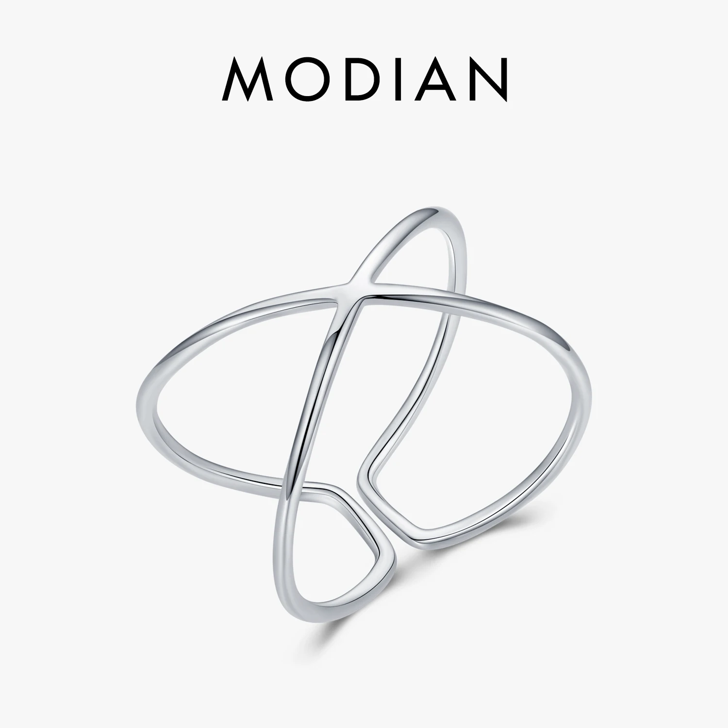 Modian Simple Double Layer Line Ring for Women Fashion 925 Sterling Silver Glossy Geometric Free Size Ring Fine Jewelry Bijoux 1