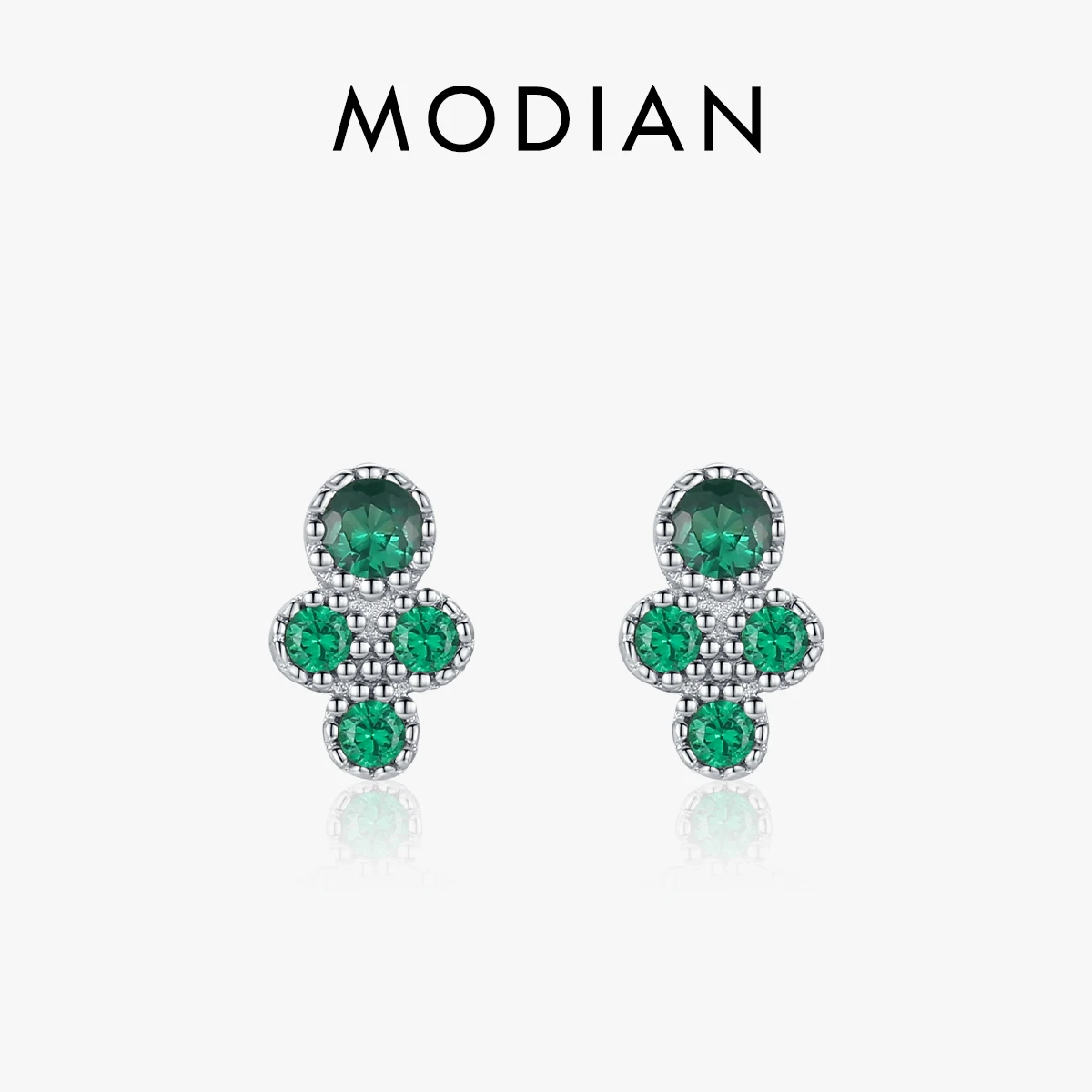MODIAN Real 925 Sterling Silver Cute Mini Tiny Small Vintage Green Stud Earrings For Women Pave Setting CZ Fine Jewelry Gift 1