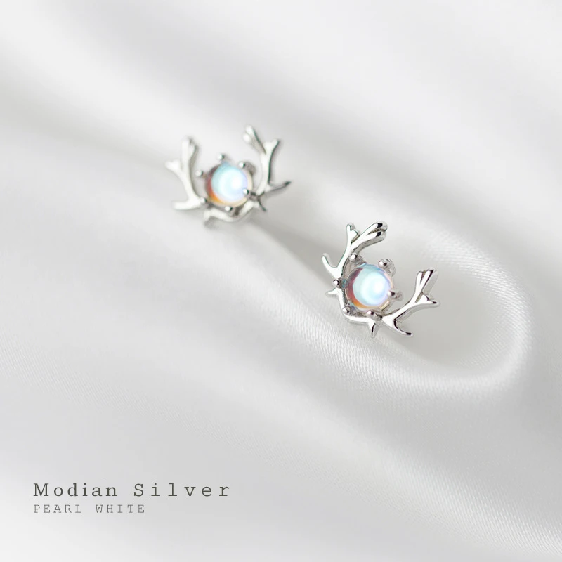 Modian Genuine 925 Sterling Silver Gradient Color Crystal Animal Antlers Stud Earring for Women Korea Style Earring Fine Jewelry 1