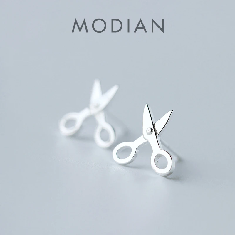 Modian Authentic 925 Sterling Silver Simple Cute Scissors Stud Earrings for Women Brincos Exquisite 2020 Ear Statement Jewelry 1