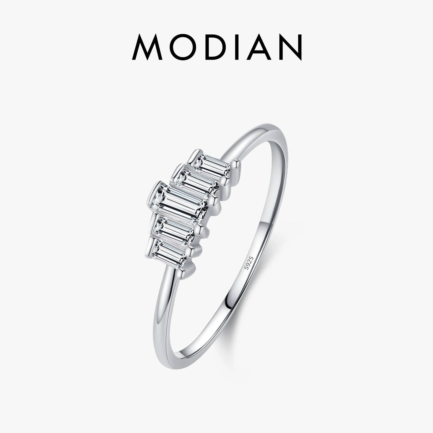 MODIAN 925 Sterling Silver Crown Clear CZ Simple Finger Ring Fashion Stackable White Gold Plated Jewelry For Women Gifts 1