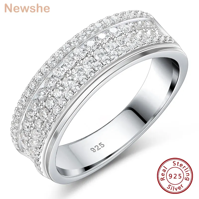 Newshe 925 Silver Original Rings for Men Women Couples Luxury Jewelry Promise Engagement Wedding Ring Imitation Diamond CZ 1