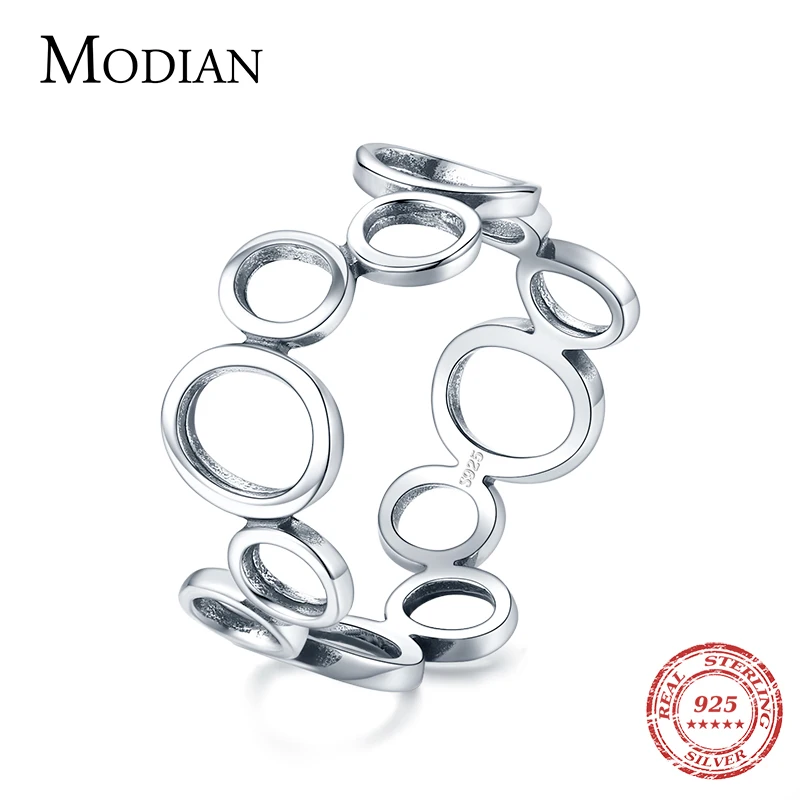 Modian 2021 Real 925 Sterling Silver Irregular Round Finger Ring Fashion Party Accessories For Women Fine Statement Jewelry Gift 1