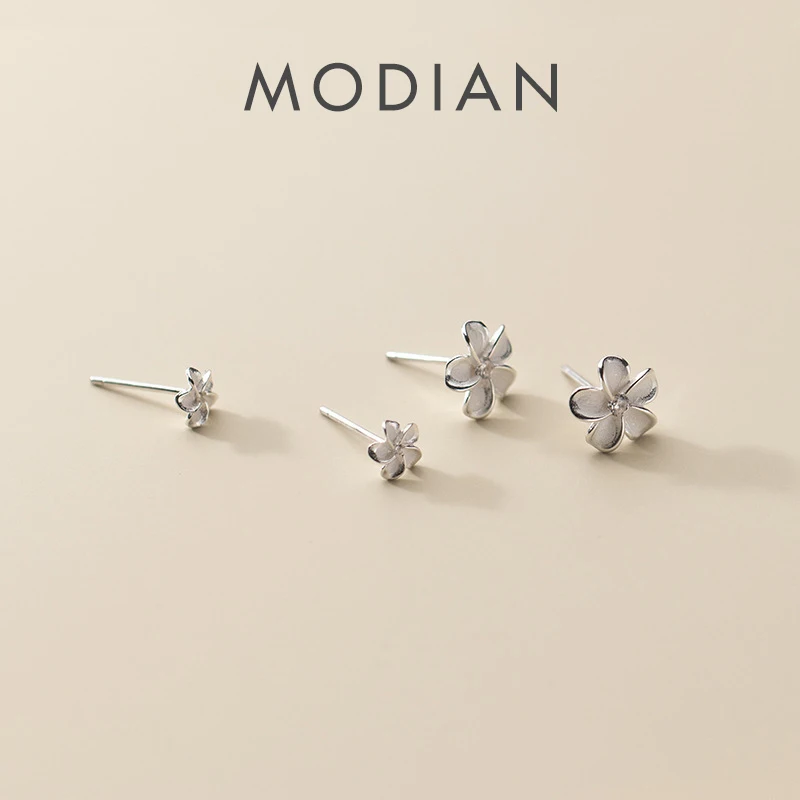 Modian Classic Real 925 Sterling Silver Simple Charm Flower Stud Earrings Fashion Plant Ears For Women Fine Jewelry Accessories 1