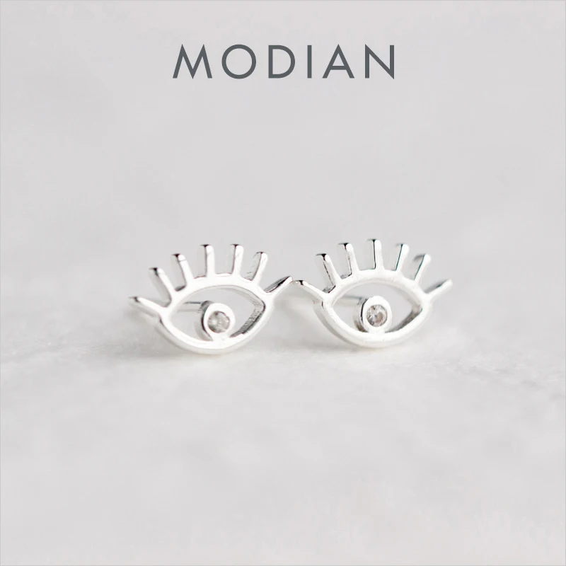Modian Silver 925 Jewelry Simple Cute Eyes Stud Earrings for Women 925 Sterling Silver Pins Mode Fashion Female Oreilles 1