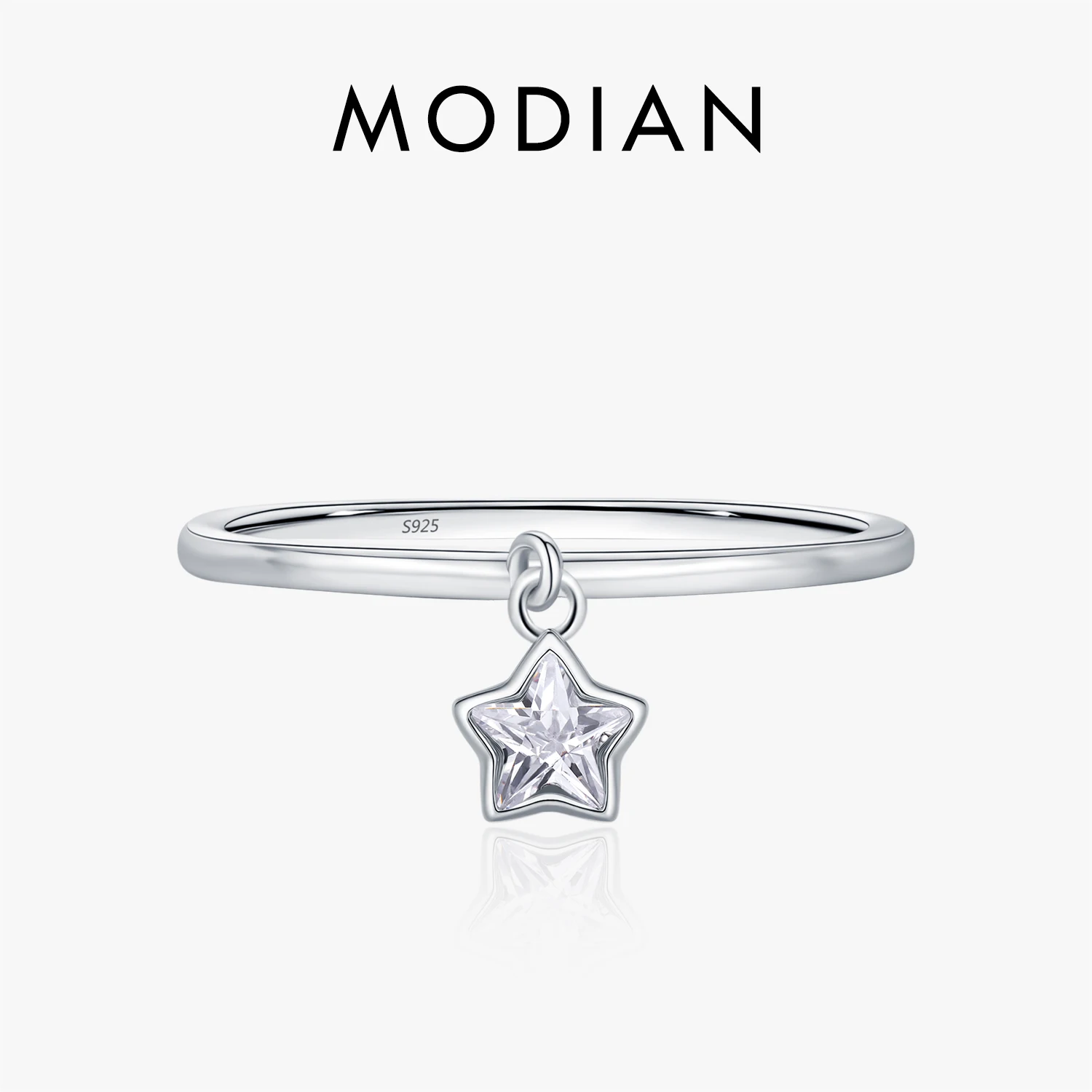 MODIAN 925 Sterling Silver Trendy Small Star Pendant Swing Zirconia Stackable Finger Rings For Women Anniversary Fine Jewelry 1