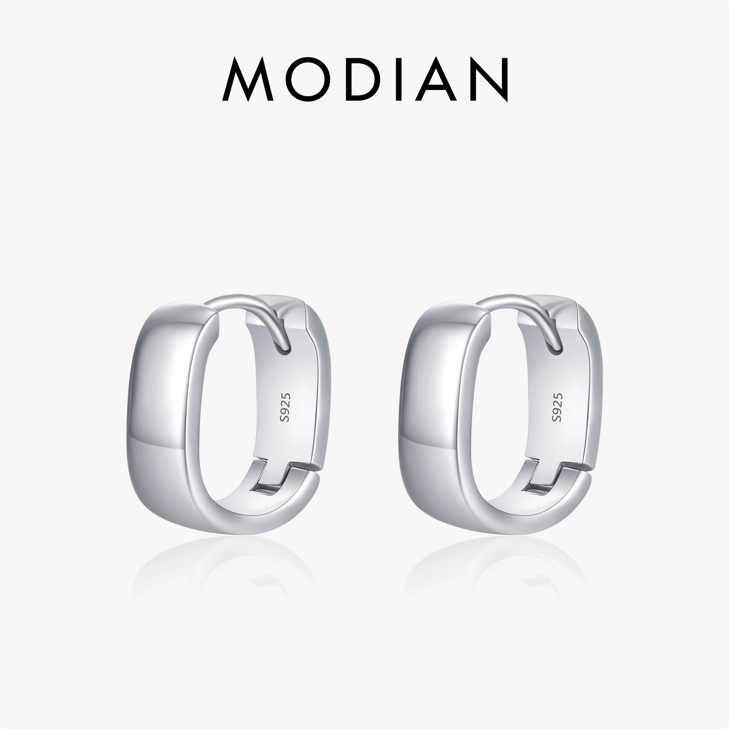 MODIAN 925 Sterling Silver Minimalism Classic U Shape Hoop Earrings Trendy Mirror Ear Buckle For Women Fine Jewelry 1