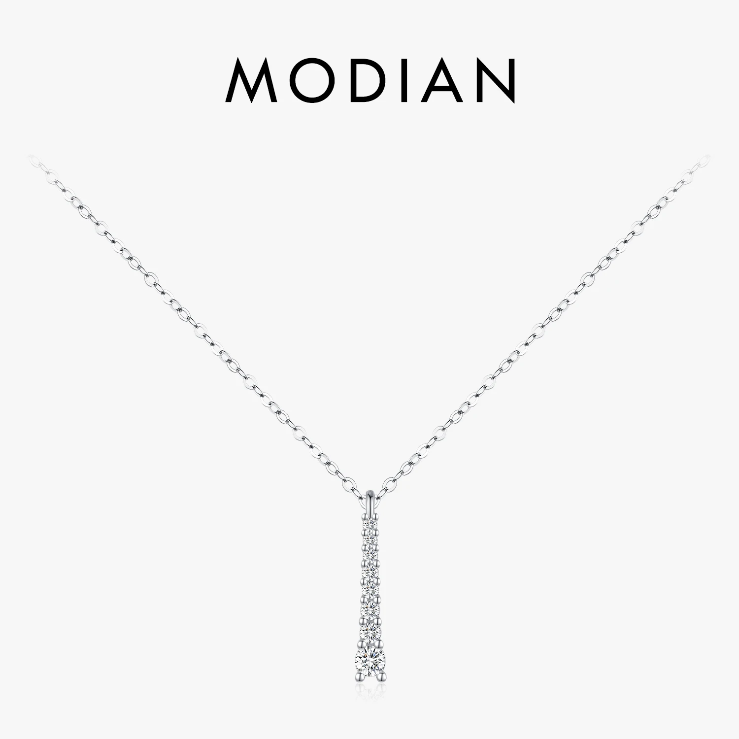 MODIAN Minimalist D Color Moissanite Necklace Prong Setting Lab Diamond For Women 925 Sterling Silver Pendant Necklace Jewelry 1