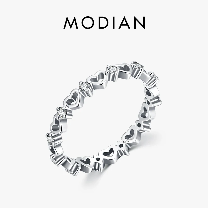 MODIAN Vintage 925 Sterling Silver Heat To Heart Stackable Ring For Women Romantic Design Ring Size 5 6 7 8 9 Fine Jewelry 1