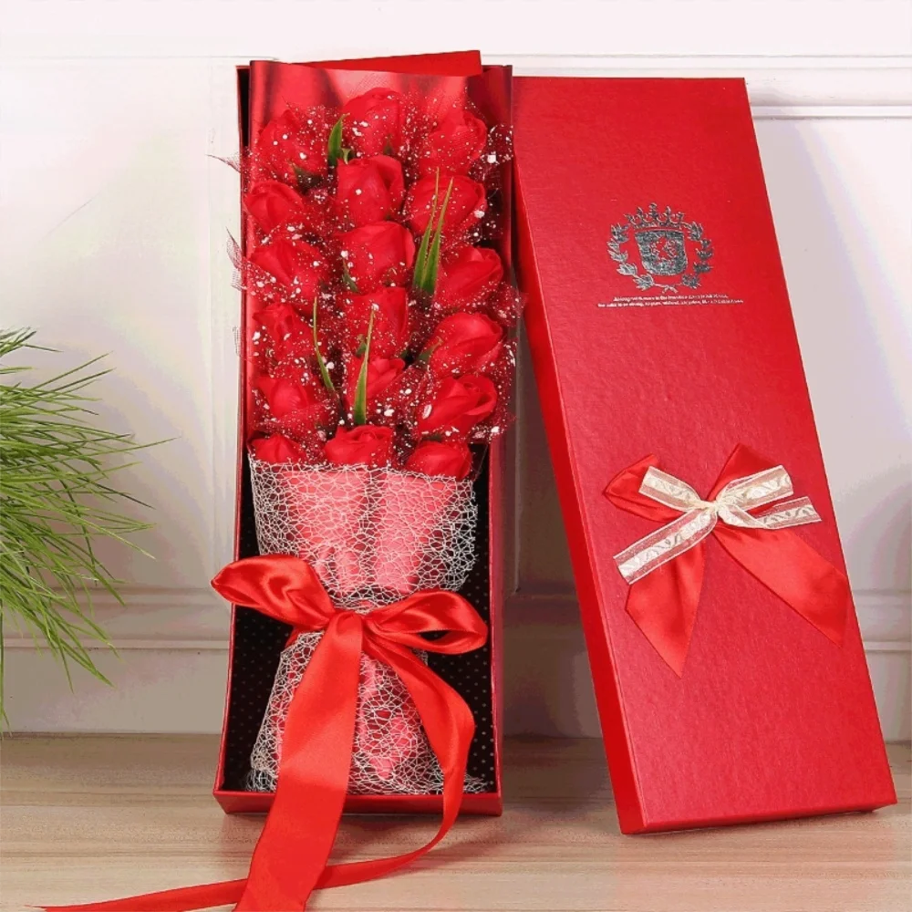 18PCS Multi-Use Soap Flower Bouquet​ with Gift Box Luxury Soap Florals​ Simulation Rose Bouquet Wife Girlfriend Gift 1