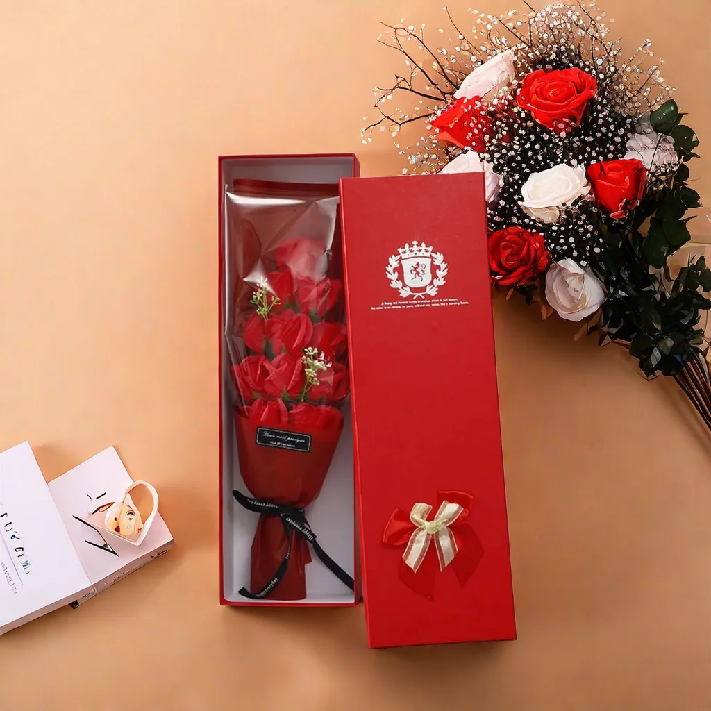 Rose Flowers Set Room Home Decoration Gift Box for Women Table Accessories New Year's Decors 2