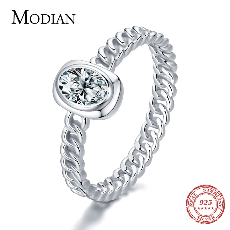 MODIAN 925 Sterling Silver Hollow Lock Clear CZ Rings for Women 2021 New Party Rectangle Ring Fine Wedding Jewelry Bijoux Gifts 1