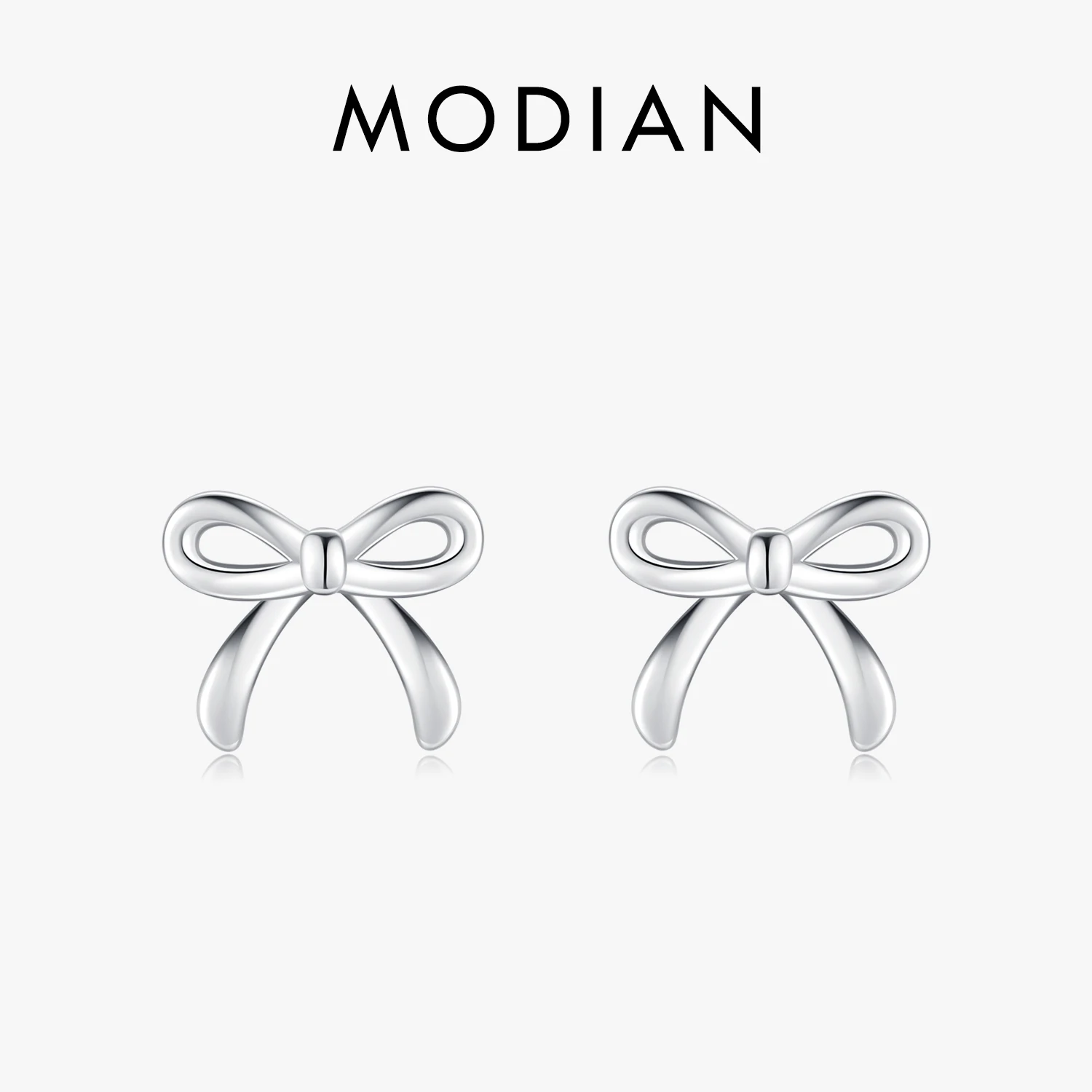 MODIAN Bowknot Earrings For Women 925 Sterling Silver Cute Simple Exquisite Hypoallergenic Stud Earrings For Women Fine Jewelry 1