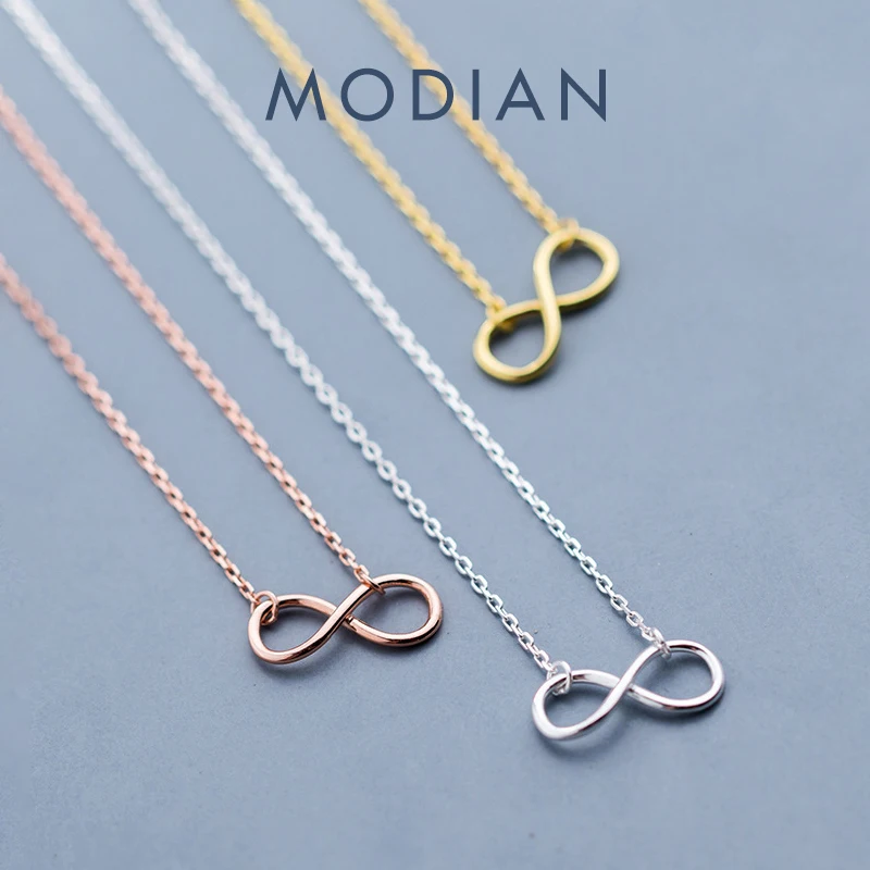 Modian Authentic 925 Sterling Silver Infinite Love Neckalce for Women Rose Gold Color Gold ColorStatement Jewelry Bijoux 1
