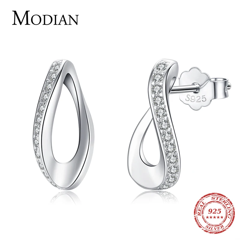 Modian Genuine 925 Sterling Silver Geometric Earrings for Women Simple Rectangle For Women Wedding Anniversary Fine Jewelry 1