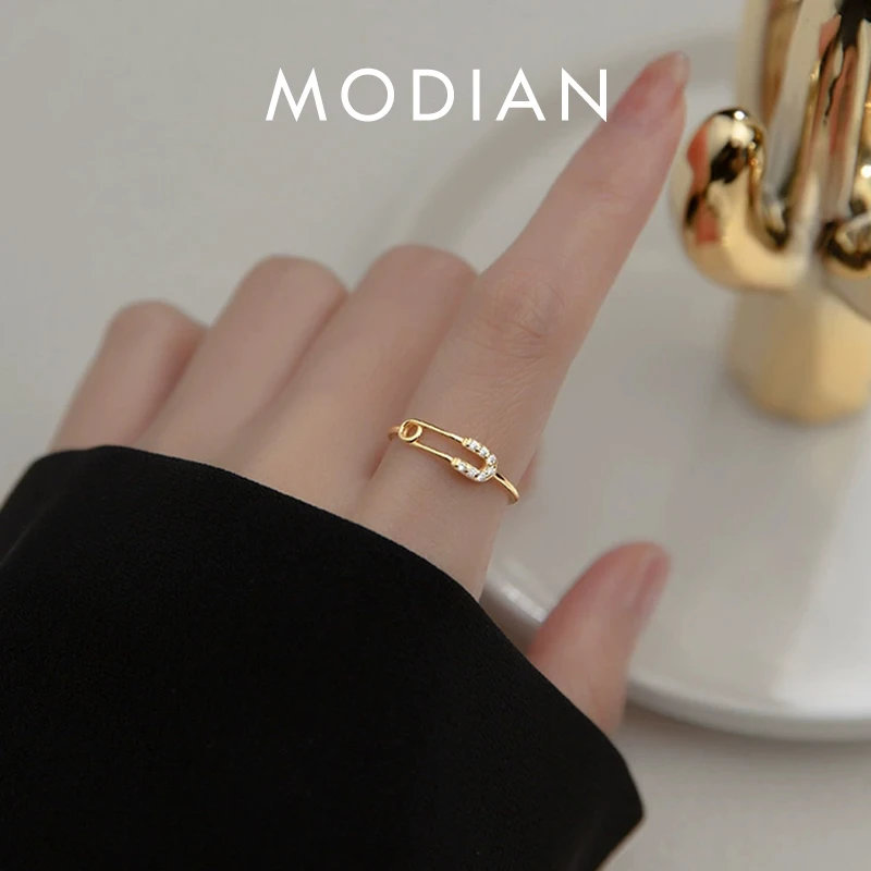 Modian Real 925 Sterling Silver Tiny Cute Pin Finger Rings Fashion Adjustable Simple Ring For Women Grils Fine Silver Jewelry 1