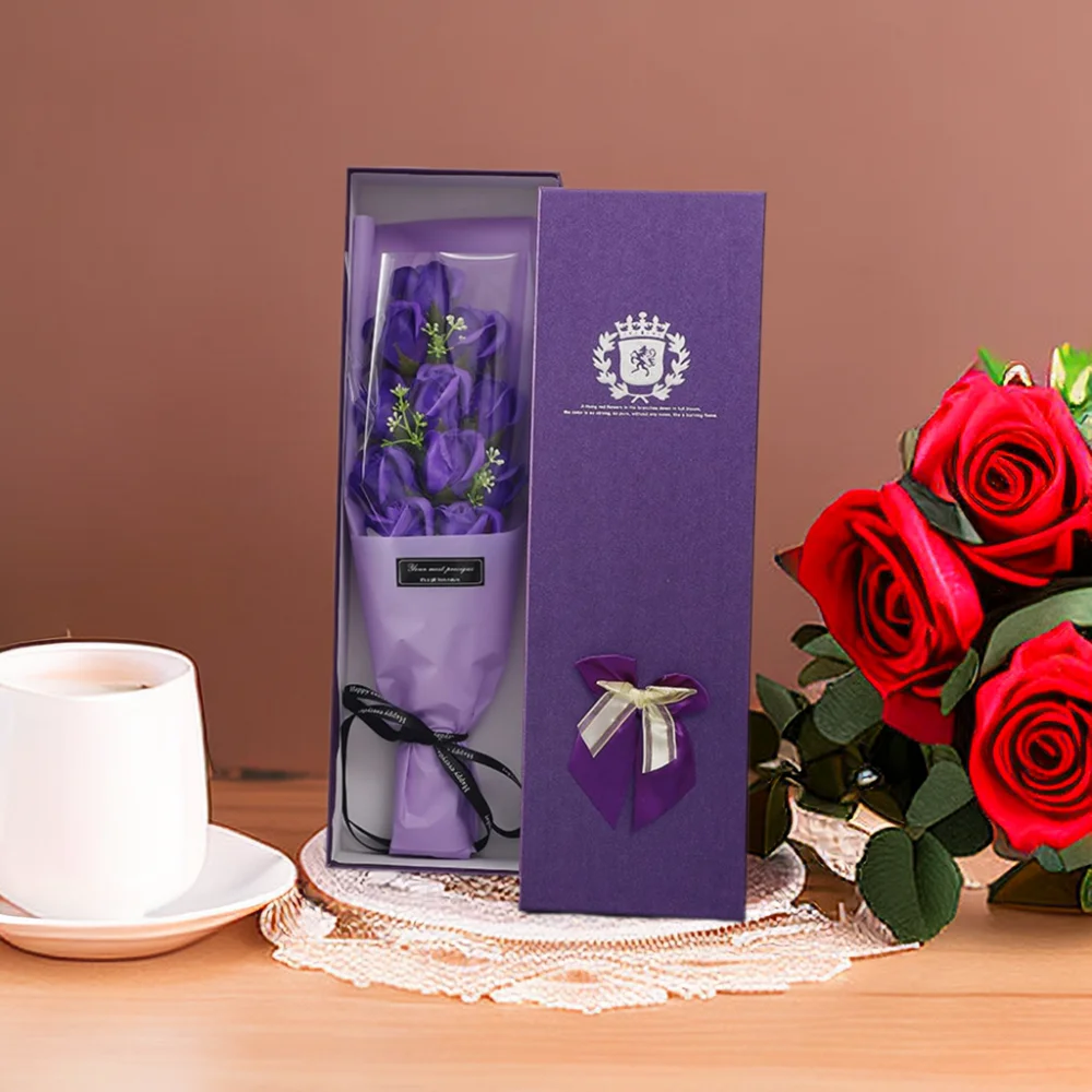 Rose Flowers Set Room Home Decoration Gift Box for Women Table Accessories New Year's Decors 4