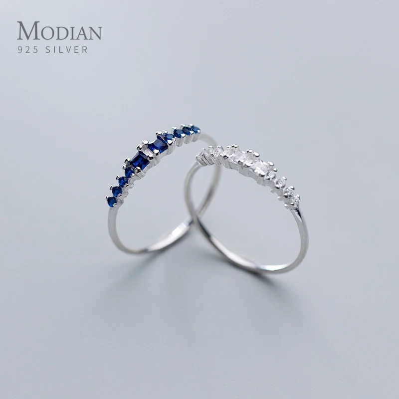 Modian Exquisite Wedding Engagement Ring for Women Real 925 Sterling Silver 2 Different Color Zircon Ring Fine Jewelry 2020 New 1