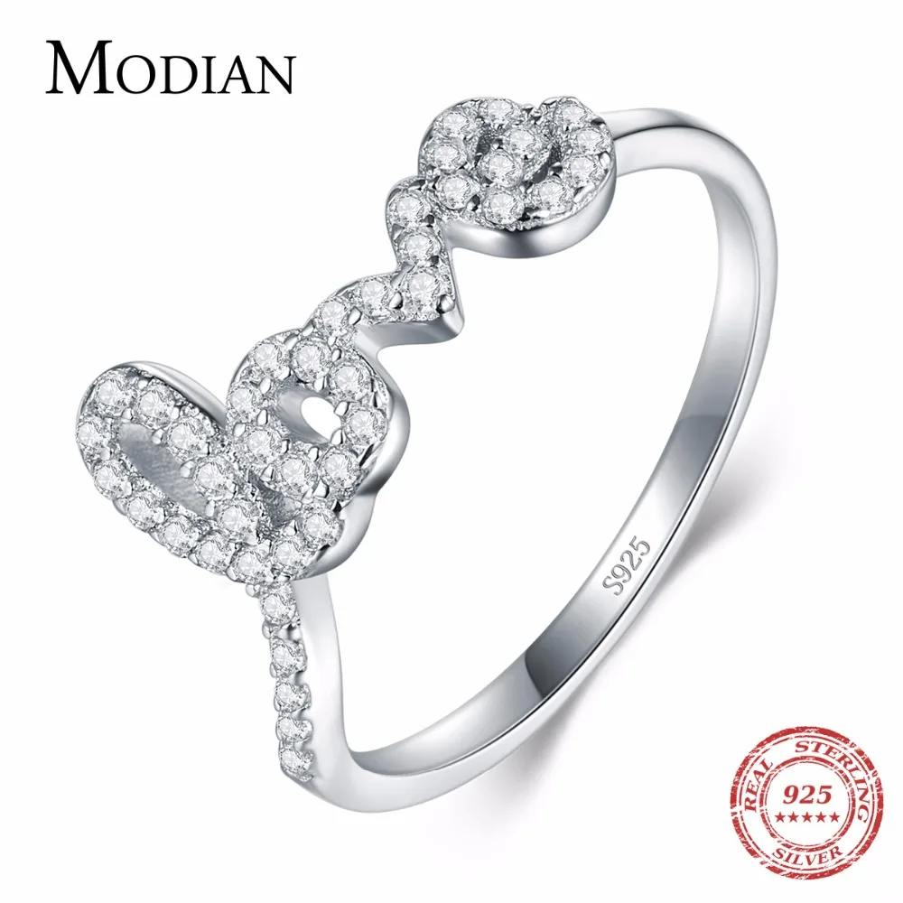 Modian 2021 New 100% 925 Sterling Silver Forever Love Rings Cubic Zirconia Crystal Finger For Women Anniversary Jewelry Gift 1
