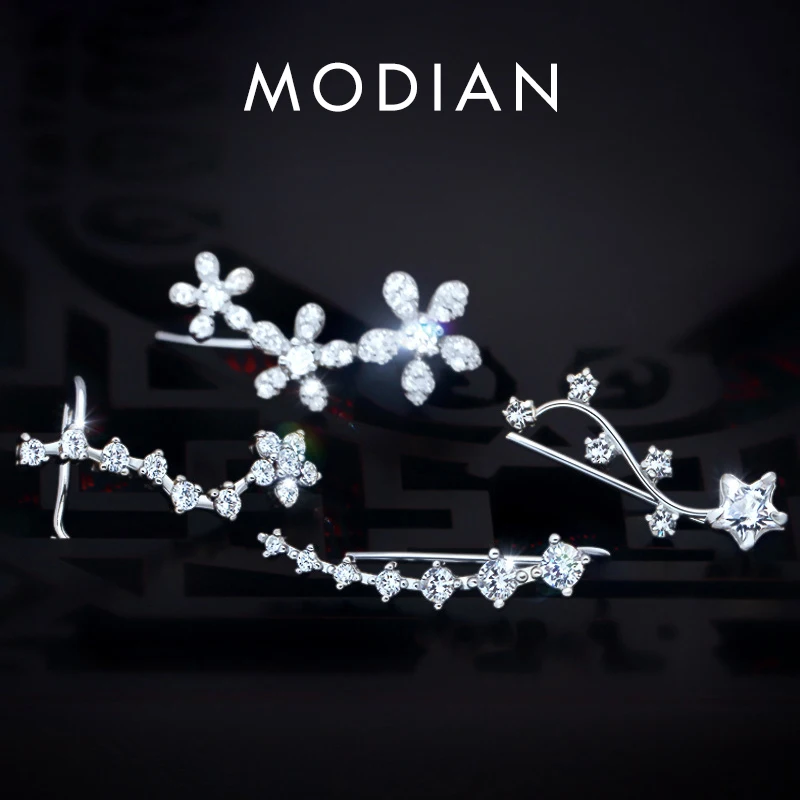 Modian 4 Different Style Luxury Clips Earring for Women Dazzling  Zircon Sterling Silver 925 Earring Wedding Gift Fine Jewelry 1
