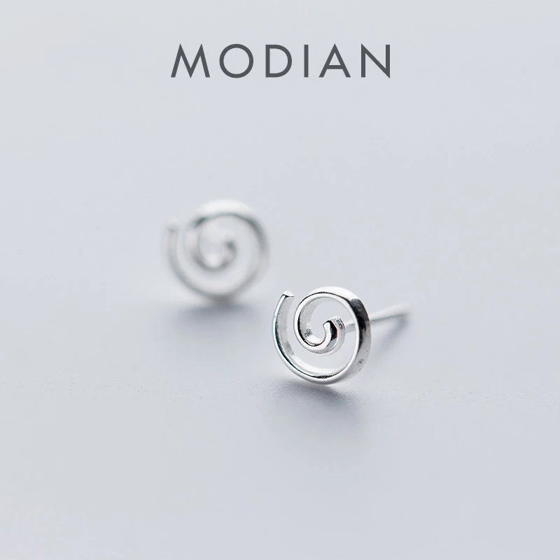 Modian New Sale 100% Pure 925 Sterling Silver Round Geometric Stud Earrings For Women Sterling Silver Fashion S925 Jewelry Gift 1