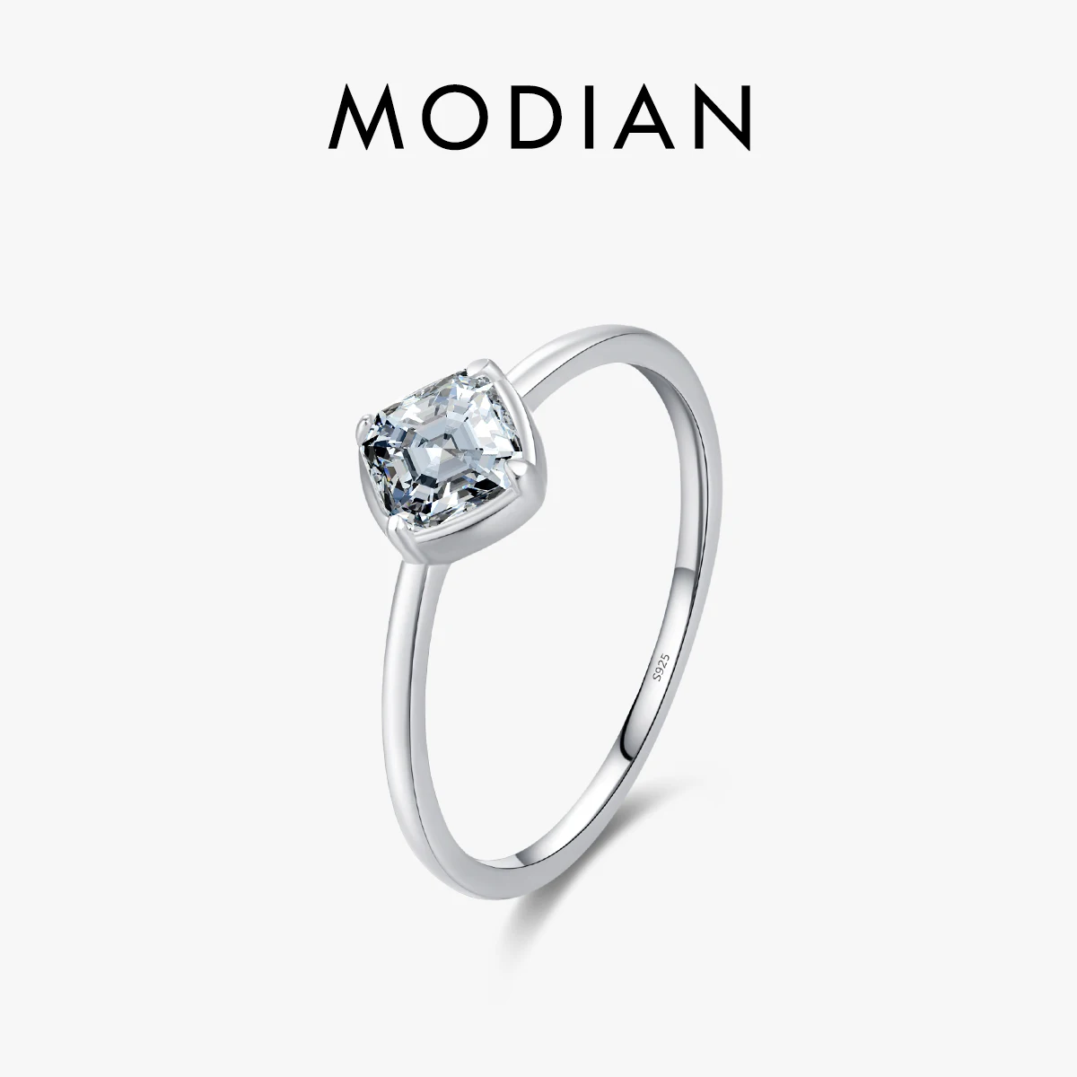 MODIAN 925 Sterling Silver Emerald Cut Square CZ Fashion Ring Classic Basic Design Fine Jewelry For Girls Women Christmas Gifts 1