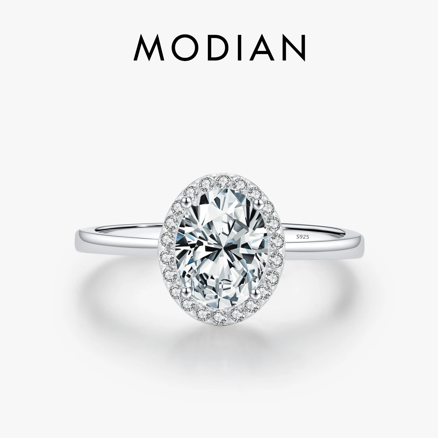 MODIAN Classic Oval 1CT Zirconia Ring 925 Sterling Silver Sparkling CZ Wedding Engagement Jewelry For Women Valentine’s Day Gift 1