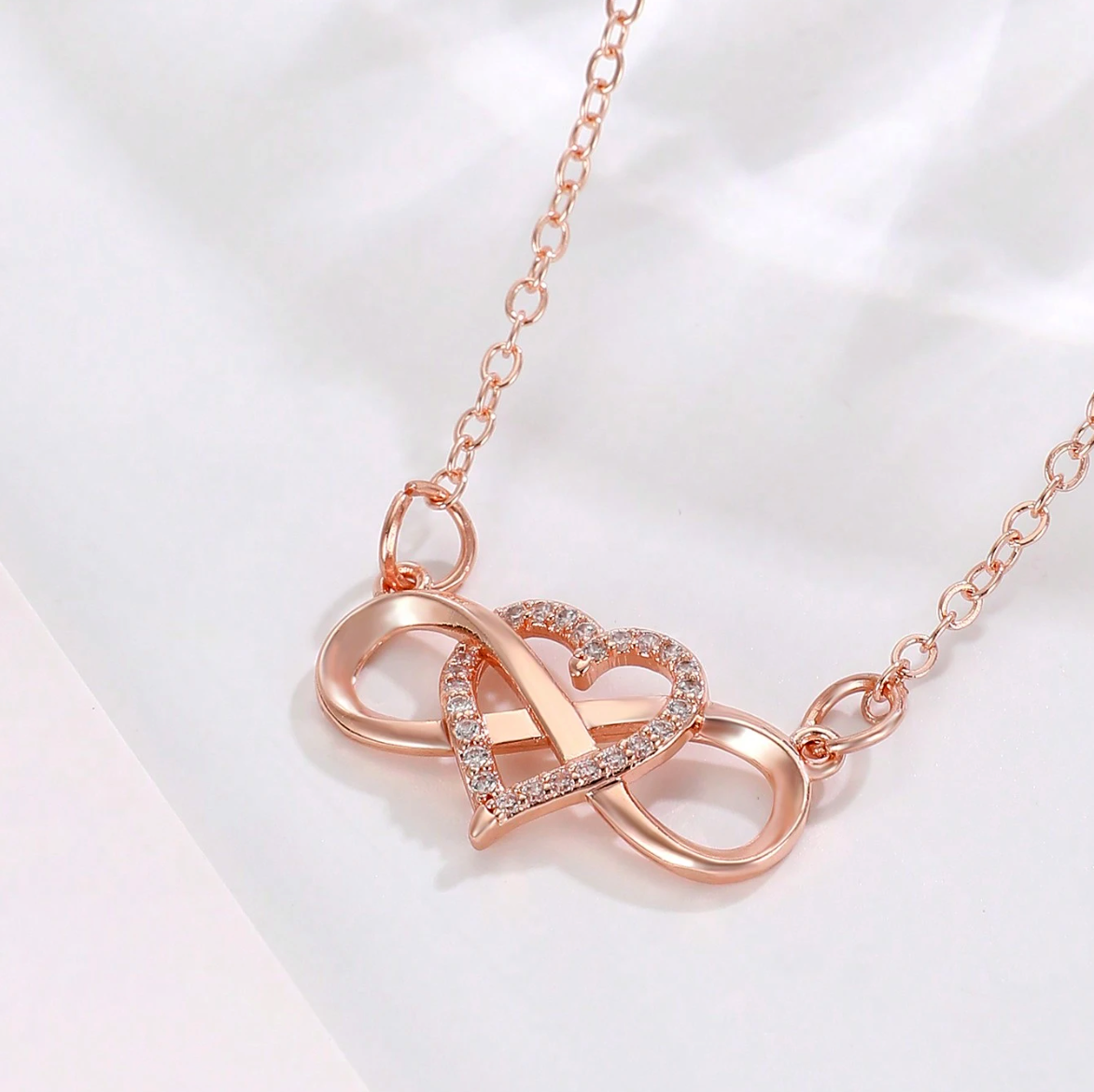 Women's Necklace Infinity Heart Cubic Pendant Stainless Steel Chain Woman Charm | eBay - Image 2
