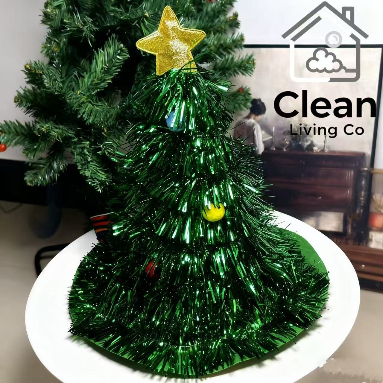 Christmas Tree Hats Xmas Hat Santa Hats Glitter Tinsel Hat Holiday - Image 2