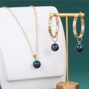 Female Black pearl Necklace and Earring set