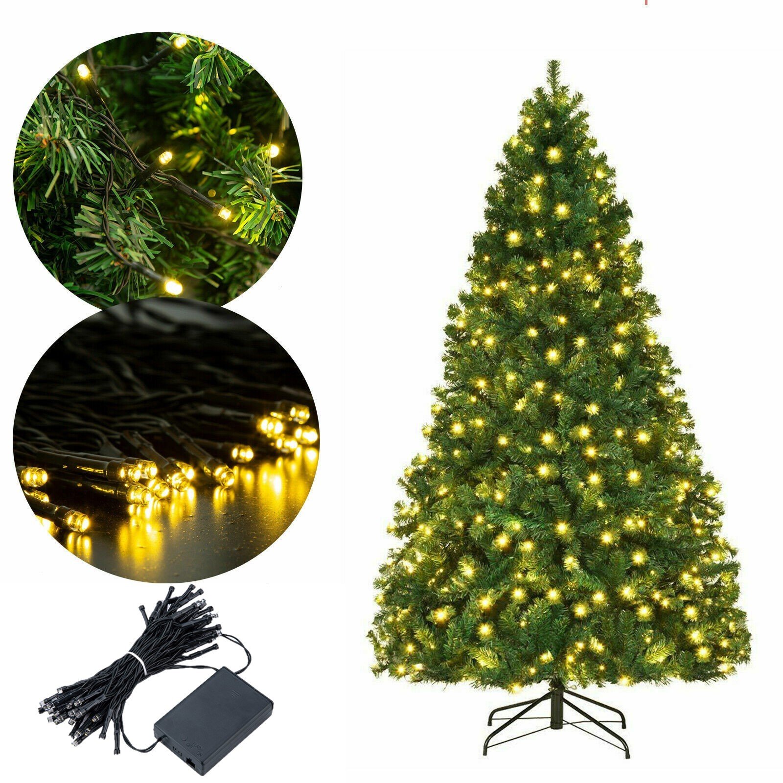 4/5/6/7FT Artificial Christmas Tree with LED Lights Stand Xmas Holiday Pre Lit - Image 4