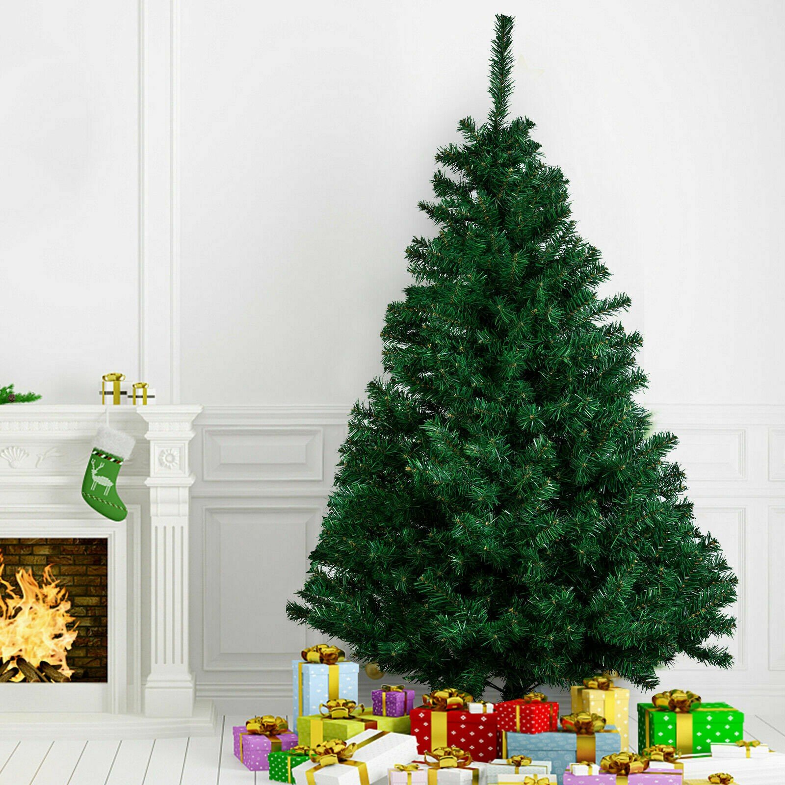 4/5/6/7FT Artificial Christmas Tree with LED Lights Stand Xmas Holiday Pre Lit - Image 5