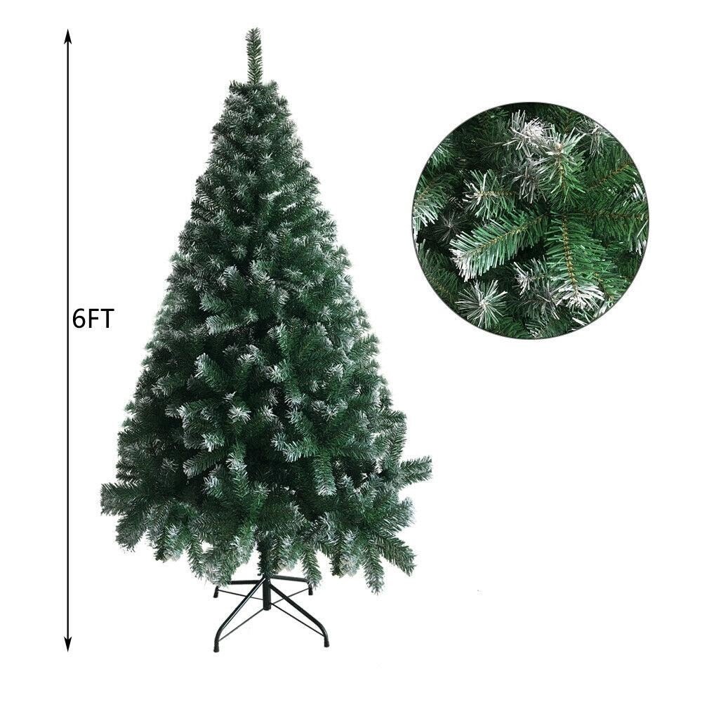 NEW Artificial Christmas Tree 6ft with Metal Stand Folding Green White - Image 3