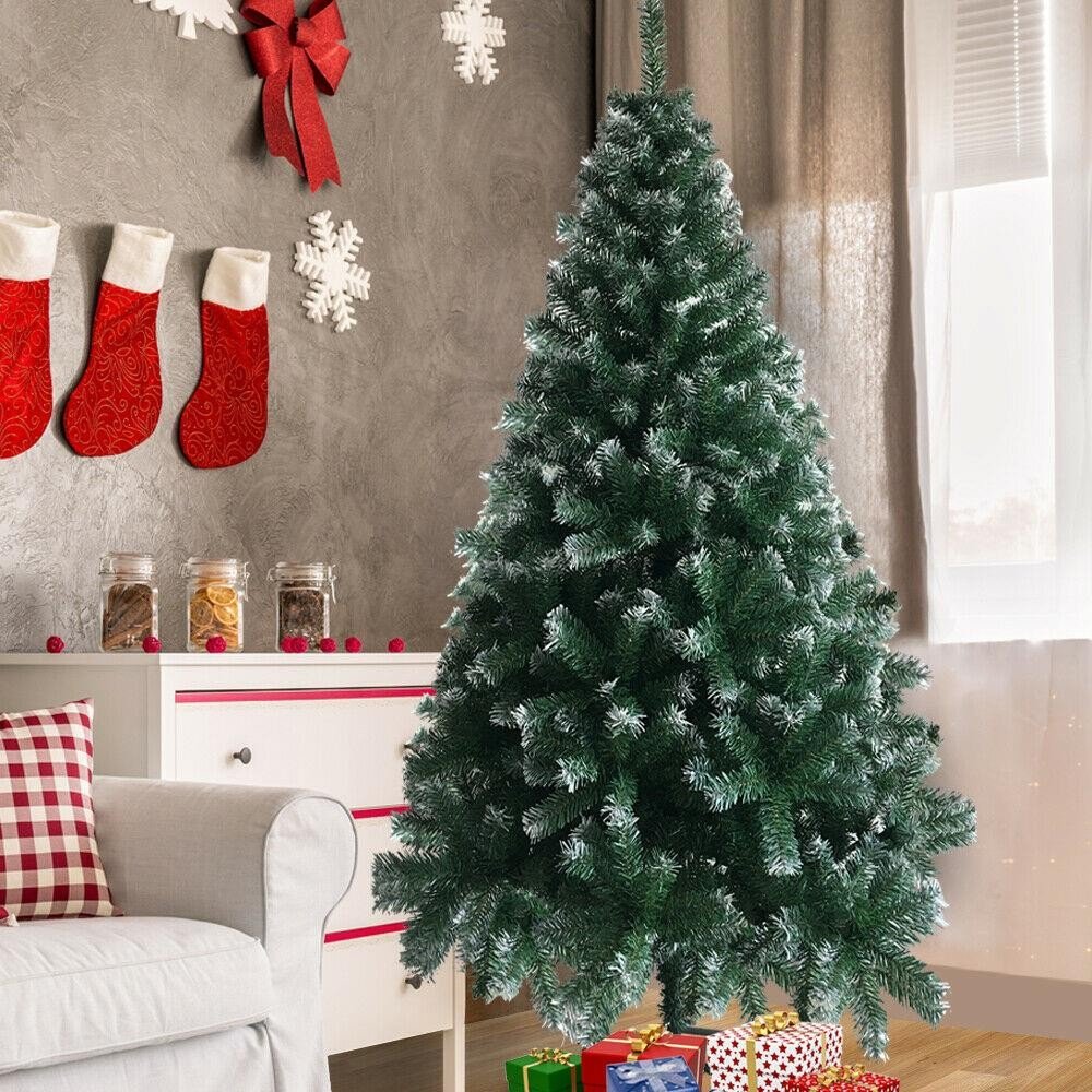 NEW Artificial Christmas Tree 6ft with Metal Stand Folding Green White - Image 4
