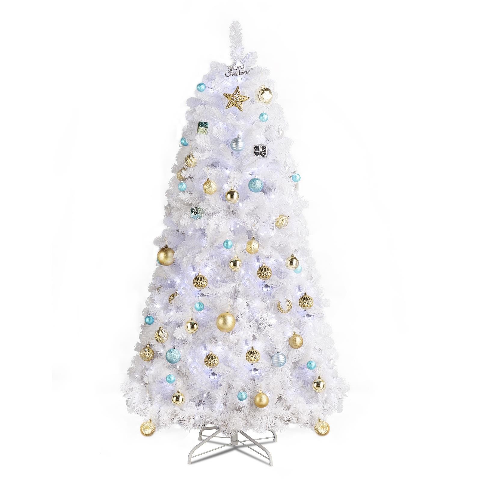 6Ft White Christmas Tree Snow Flocked Branches W/ 300 Lights Holiday Decoration - Image 3