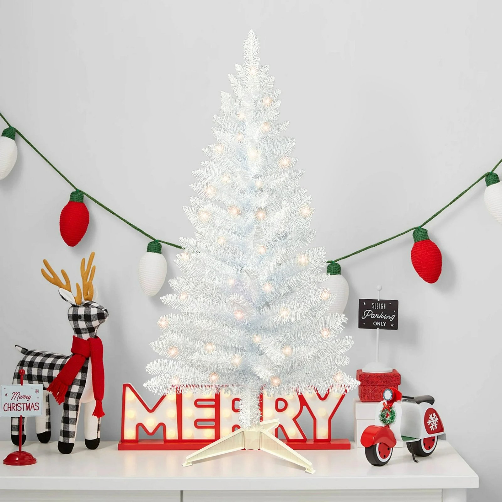 4ft Lighted Small Artificial Christmas Tree Mini Tabletop Xmas Tree with 50Light - Image 4