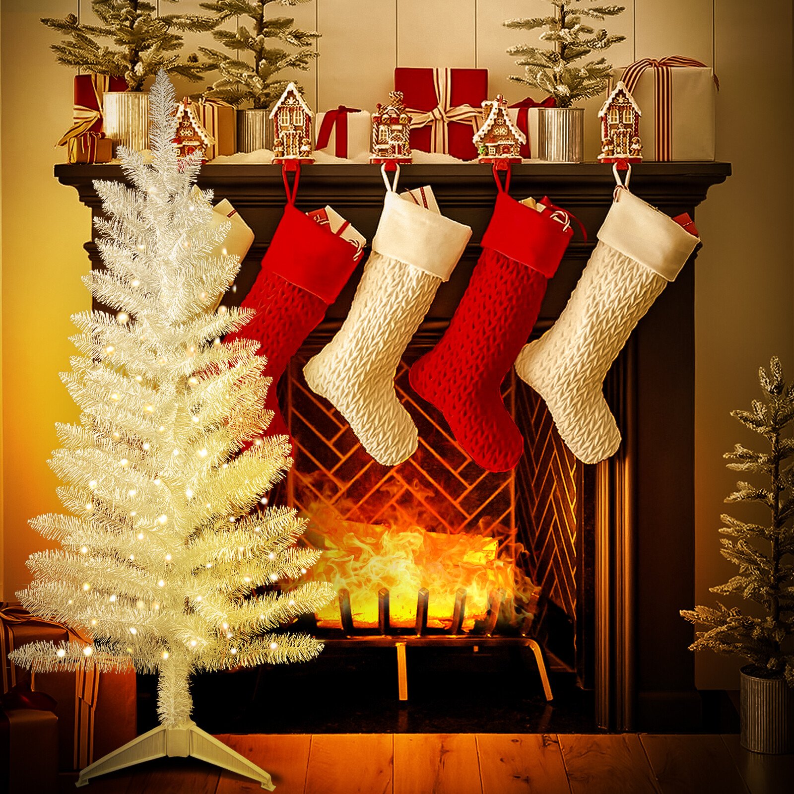 4ft Lighted Small Artificial Christmas Tree Mini Tabletop Xmas Tree with 50Light - Image 5