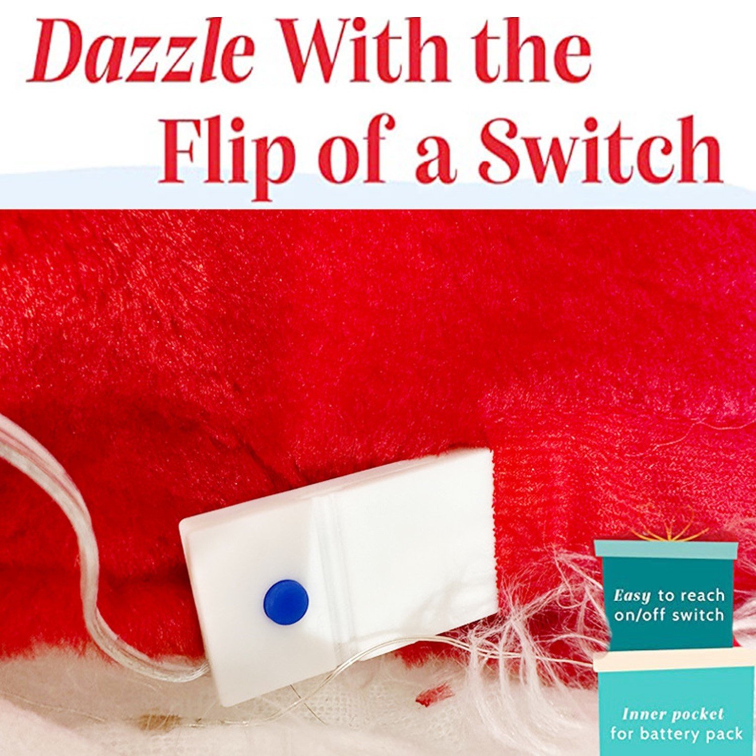 Light-up Santa Hat Christmas Hats Adults Plush Xmas LED Light Hat for New Year - Image 5