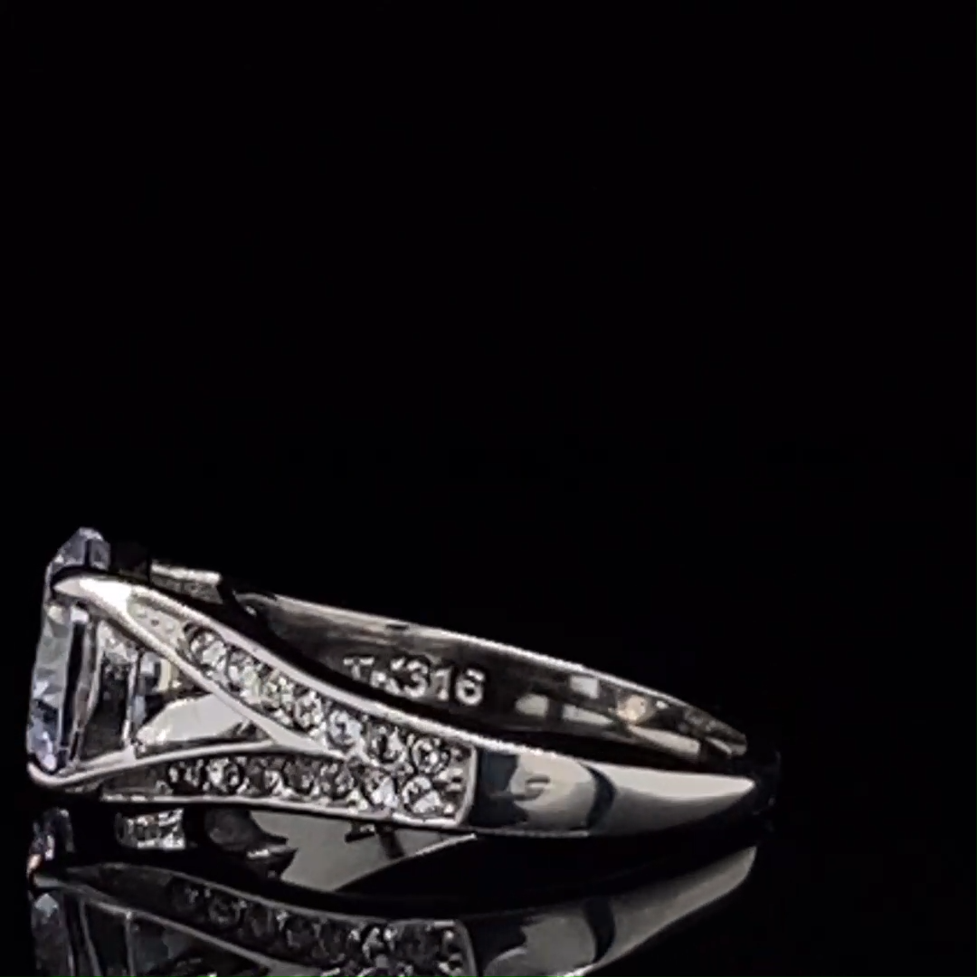 Women's 3.17 Ct Round Cut Zirconia Stainless Steel Engagement Ring Size 5-10 | - Image 2