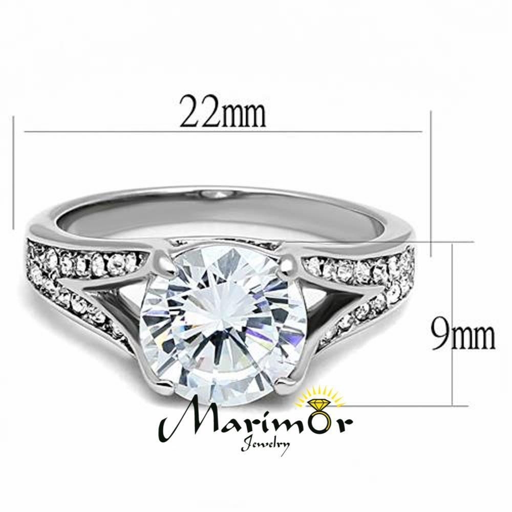 Women's 3.17 Ct Round Cut Zirconia Stainless Steel Engagement Ring Size 5-10 | - Image 3