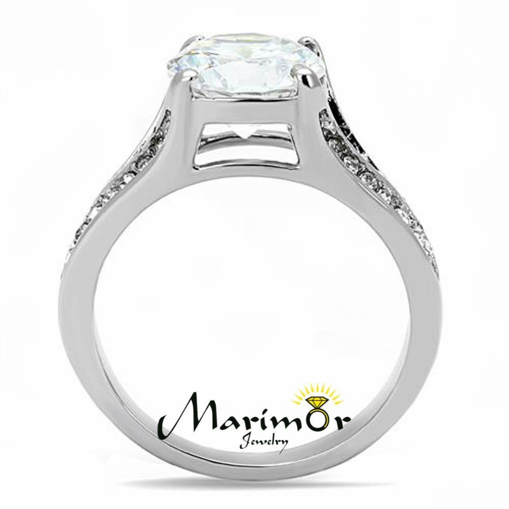 Women's 3.17 Ct Round Cut Zirconia Stainless Steel Engagement Ring Size 5-10 | - Image 4